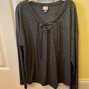 A New Day Long Sleeve Lace Up Top